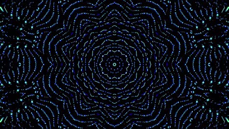 light wave abstract dots set blue color kaleidoscope black background