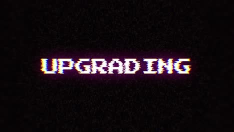 intentional digital artifact injection fx animation, decoding a noisy scambled 8-bit text: upgrade