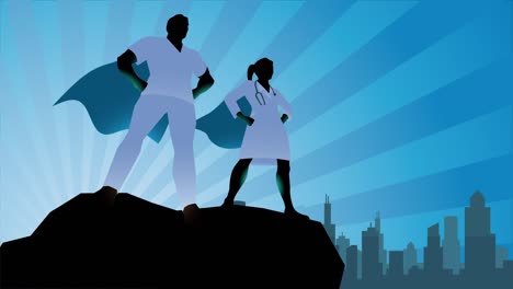 loopable superhero doctors silhouette animation video