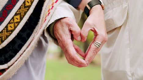 senior, love and hands with heart sign for care