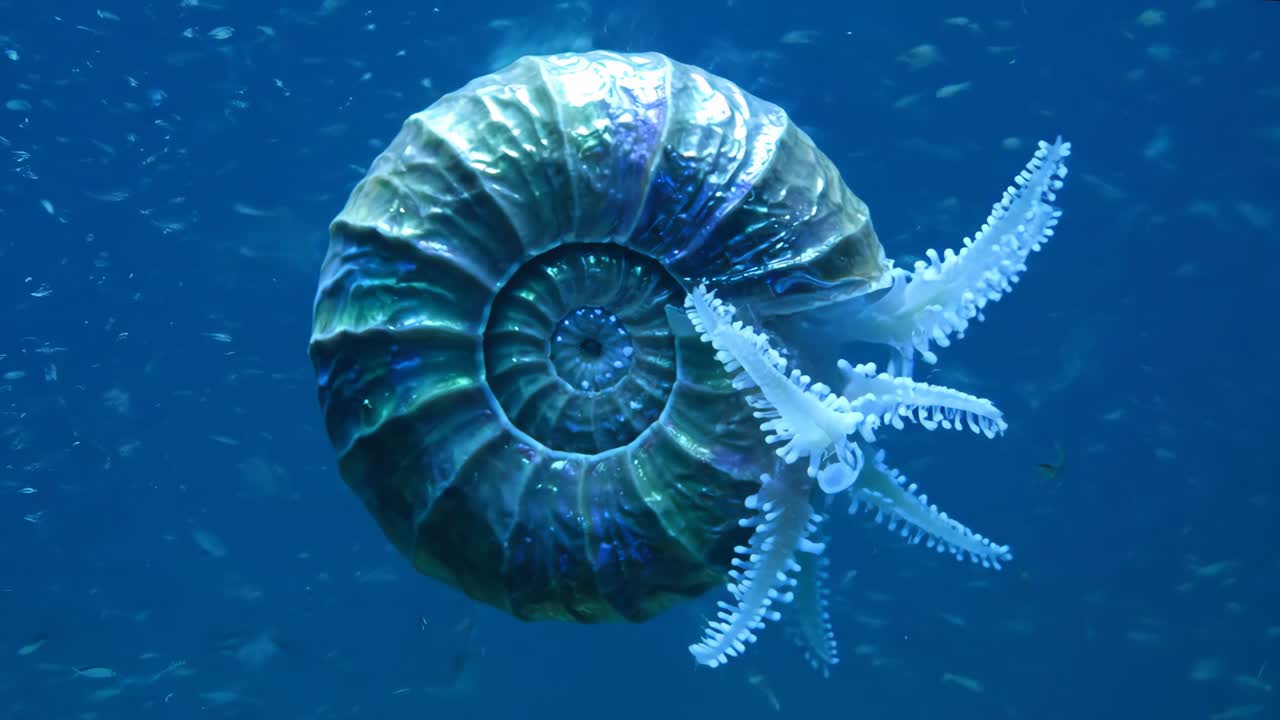 Ammonite em um aquário