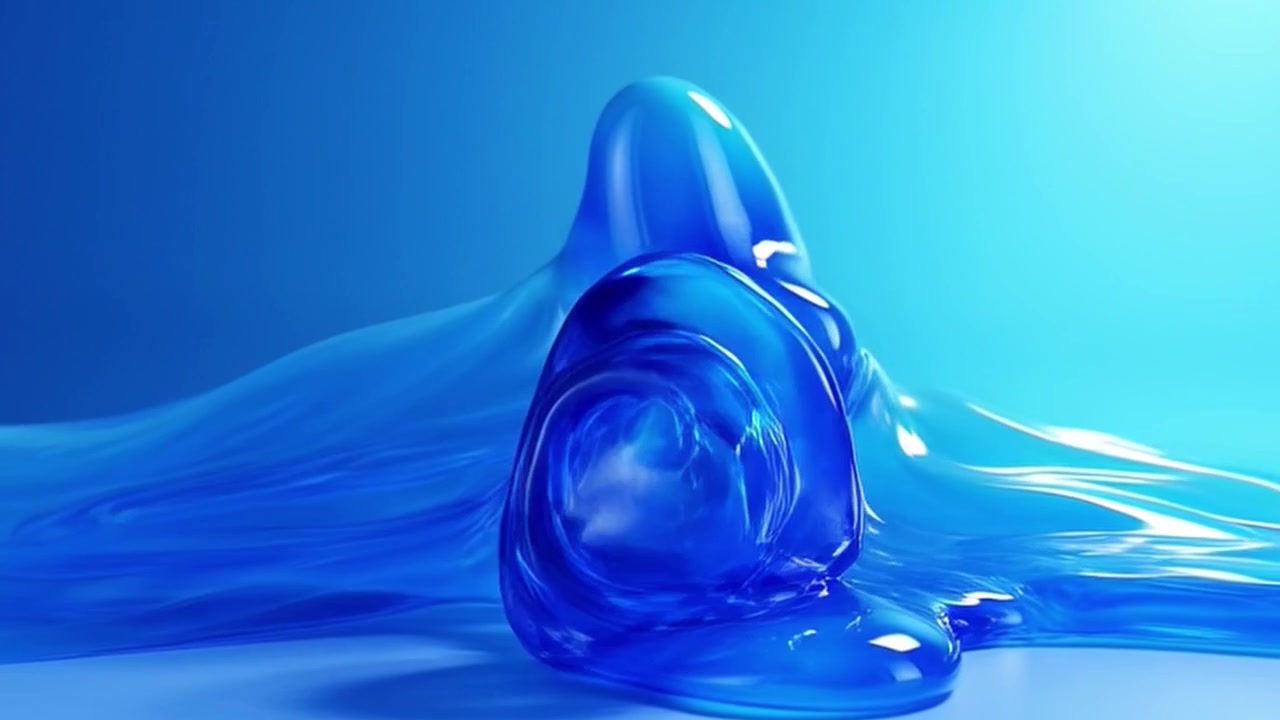 Animazione 3D astratta di liquido blu che si trasforma e fluttua