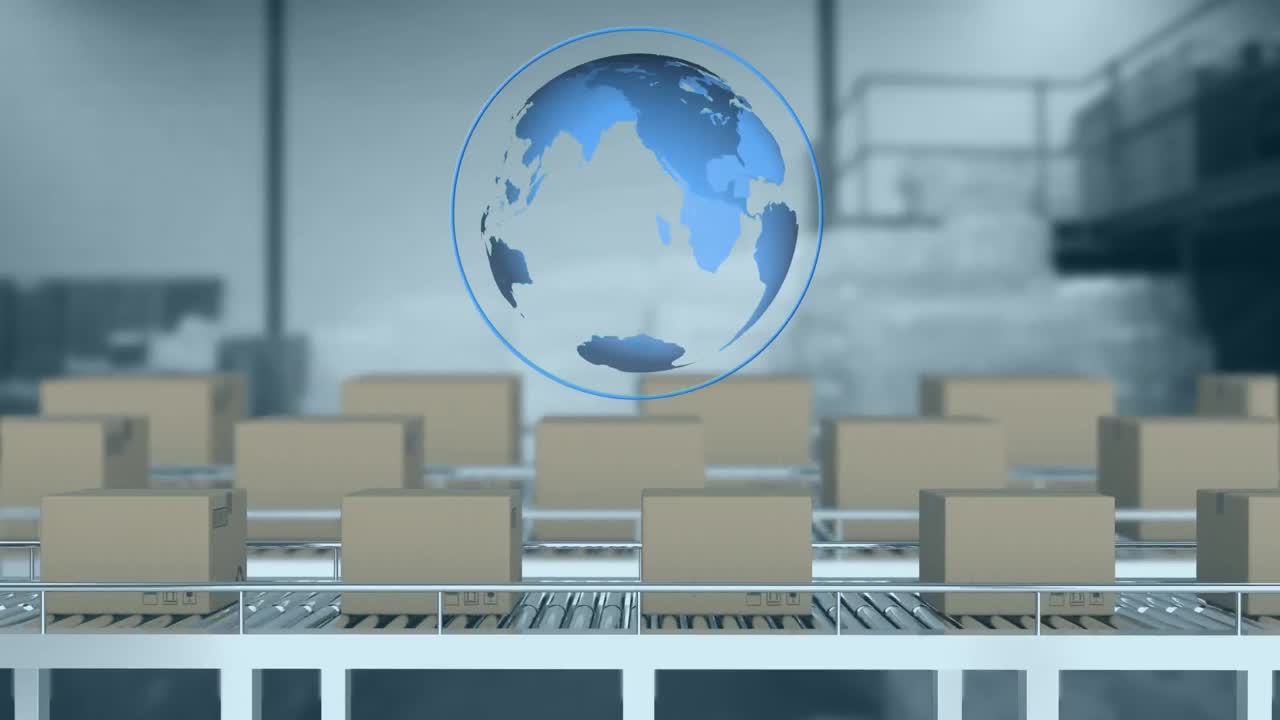 컨베이어 벨트 에 있는 패키지