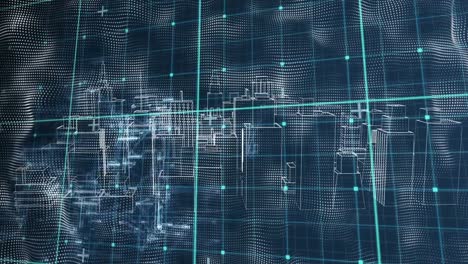 animazione della città del metaverso nello spazio digitale della marina