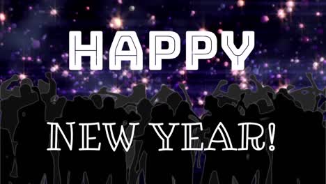 happy new year! written in front of people dancing
