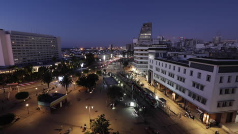 timelapse of one of the mains squares in casablanca by night