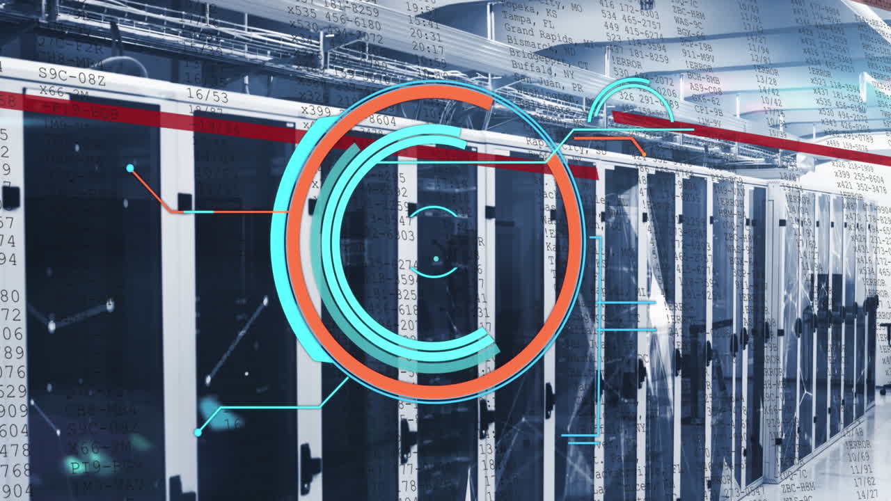 Animation of scope scanning and data processing over server room
