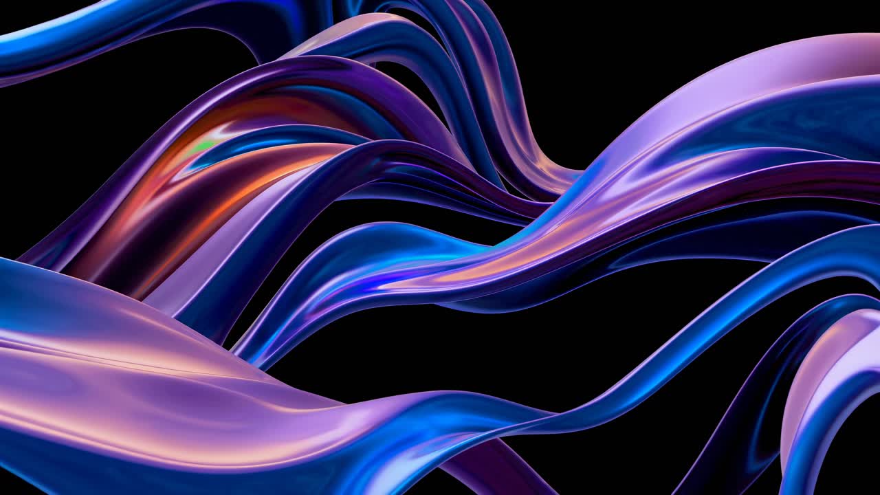 Abstract video art with flowing, colorful ribbons in a dynamic, close ...
