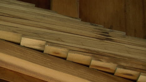 close-up of wooden shingles on japanese building