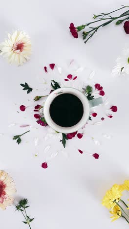 coffee and flowers arrangement