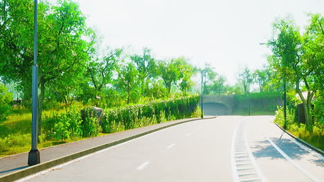 empty asphalt road and beautiful view of cityscape on sunny day