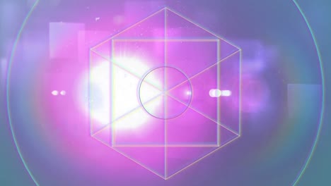 Animation-of-geometric-shapes-with-pink-background