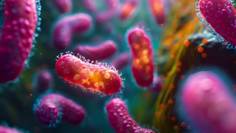 vibrant microscopic bacteria or microbes