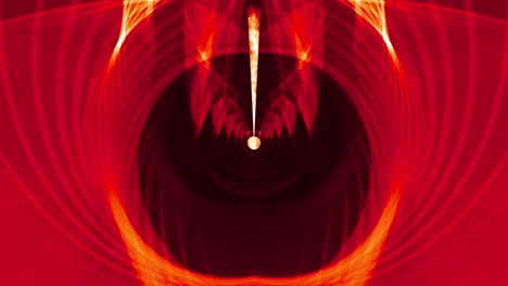abstract art red mesh wave vortex space tunnel with center fire flame magical energy transmission. 4k 3d loop creative cyber magic tunnel. infinite vortex streaming red wire mesh light waves. vj loop.