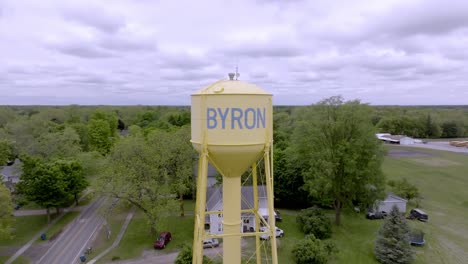 byron michigan aerial drone water tower spin left to right