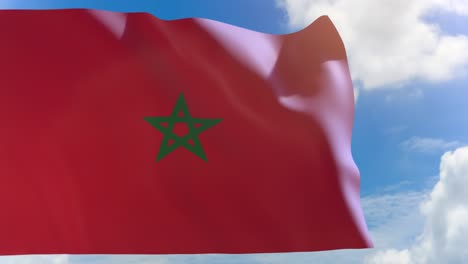 3d rendering of morocco flag waving on blue sky background with alpha channel