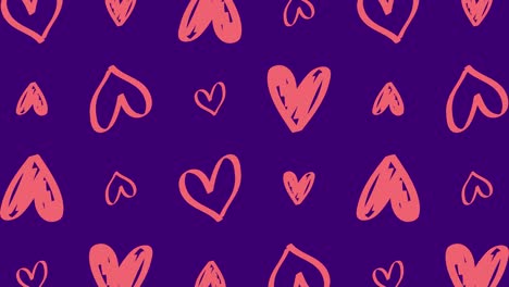 hand-drawn heart pattern on purple background