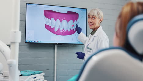 dentist explaining dental model