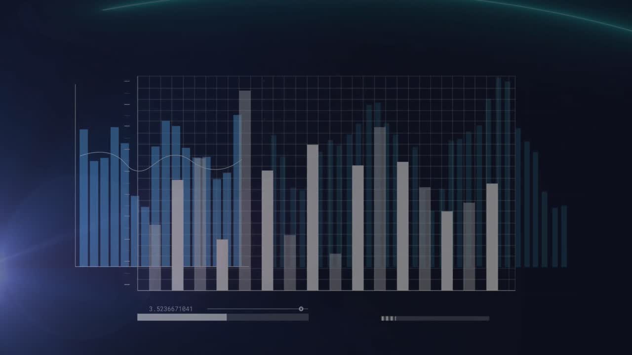 animación del procesamiento de datos sobre puntos de luz