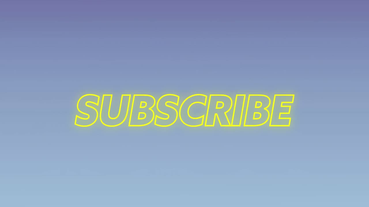 animación de banner de texto de suscripción de neón contra un fondo de gradiente azul