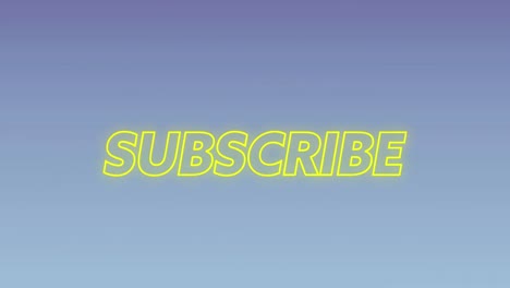 animation of neon subcribe text banner against blue gradient background