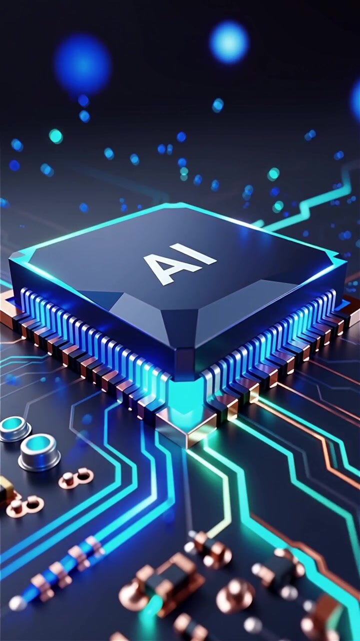 Futuristic AI Chip Motherboard Technology Background