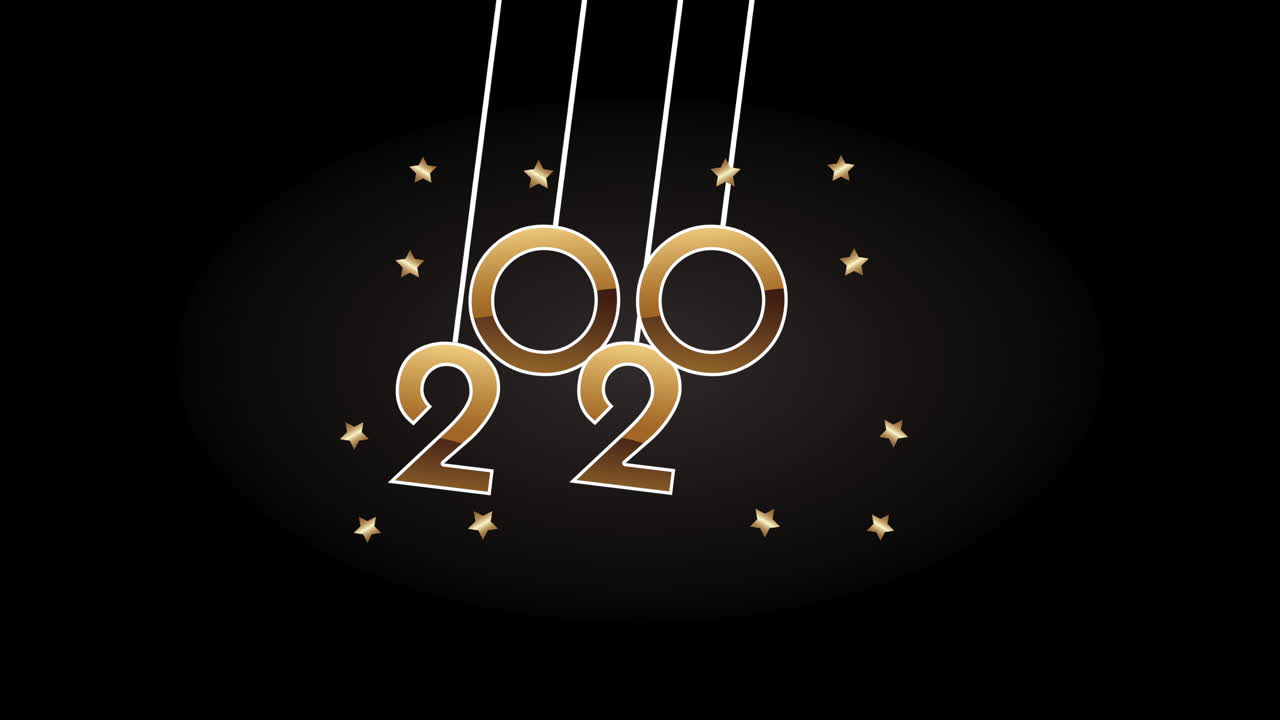 feliz año nuevo oro 2020 números colgados