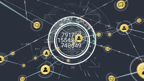 animación de la red de conexiones con iconos en todo el mundo