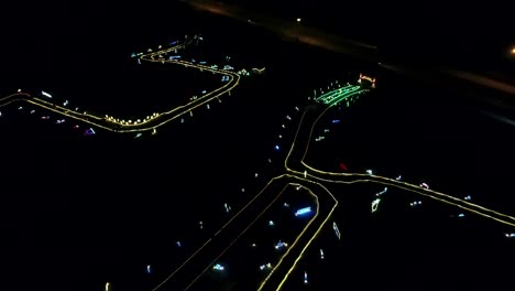 aerial view of christmas lights at night