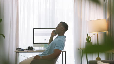 Phone-call,-remote-work-and-black-man-speaking