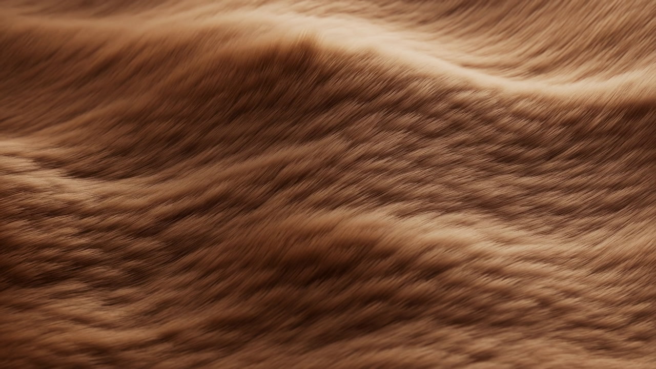Closeup Brown Fur Texture Rippling Across Surface, Warm Amber Tones And Soft Plush Pile Creating Cozy