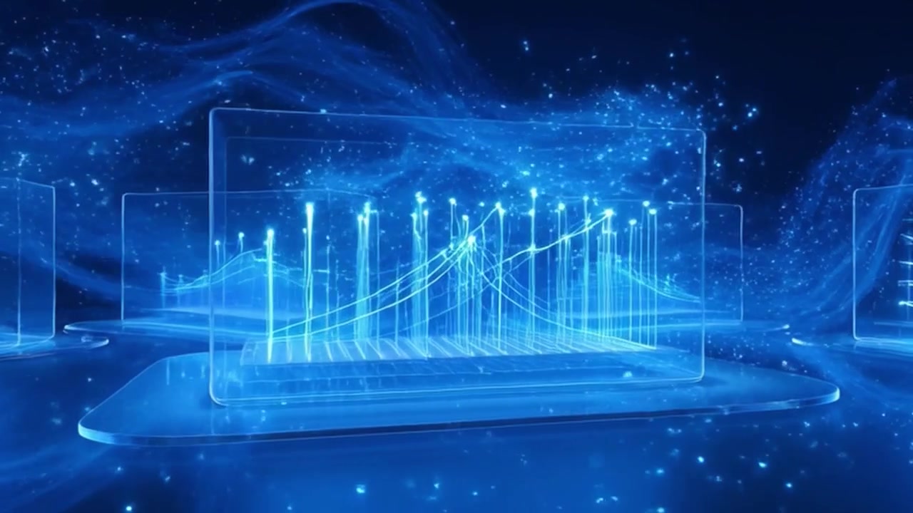 Digital Financial Growth Charts in Futuristic Holographic Display