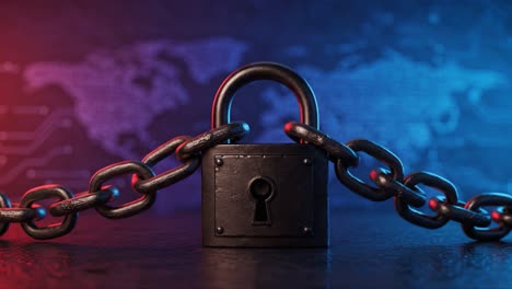 exploration of security: a visually striking lock and chain symbolizing protection, privacy, and cybersecurity against the backdrop of a digital world