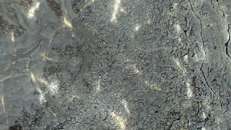 drone top down above solidified lava in langihryggur iceland active volcano