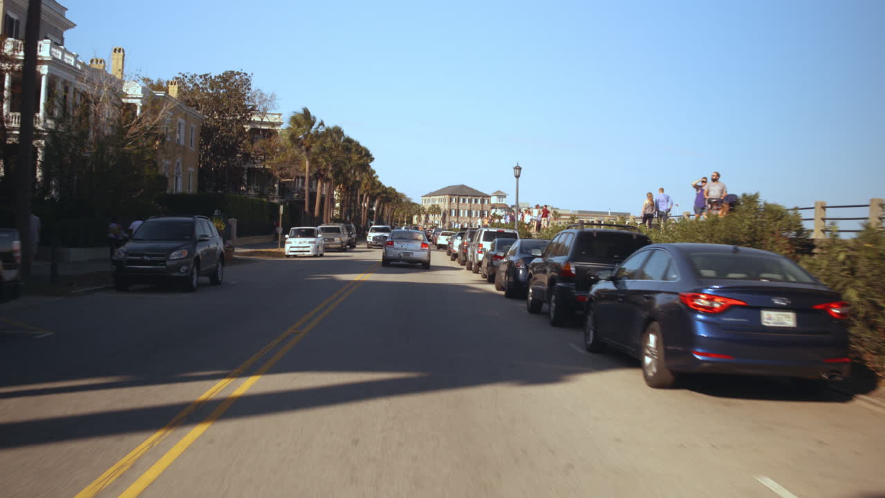 Driving Plate Front, Car Driving Through Downtown Charleston, Day