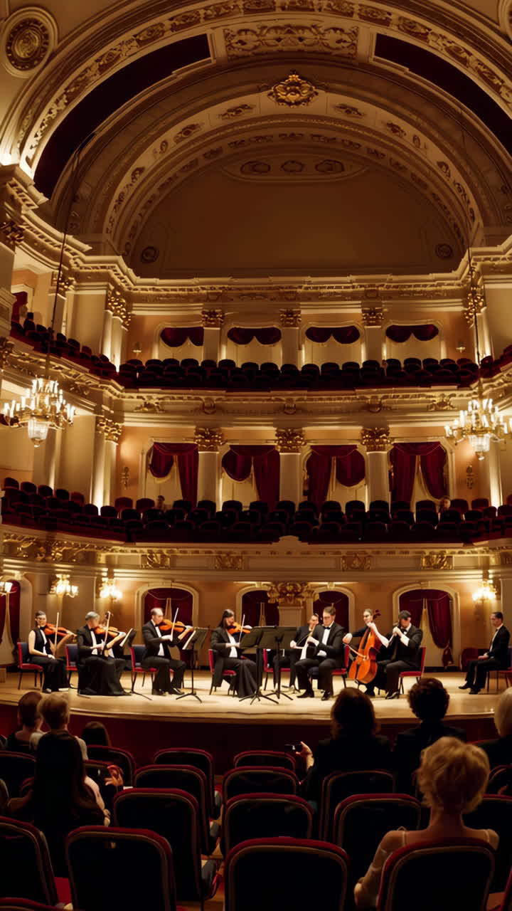 Orchestra Performance in a Grand Concert Hall