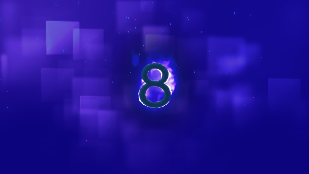 ocho en llamas sobre un fondo azul