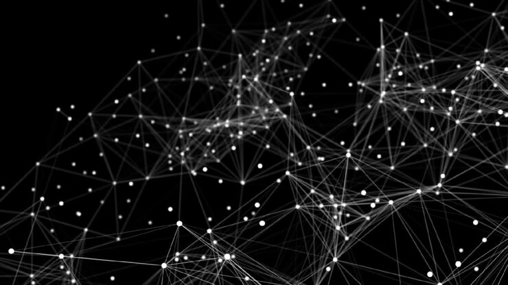 Forme astratte a plesso renderizzate in 3D in loop. Concetto di connessione e web.