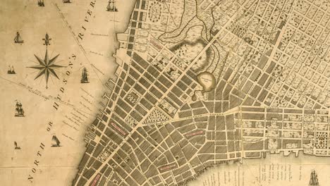 old map of new york city harbor and hudson river depicting early manhattan streets and shoreline