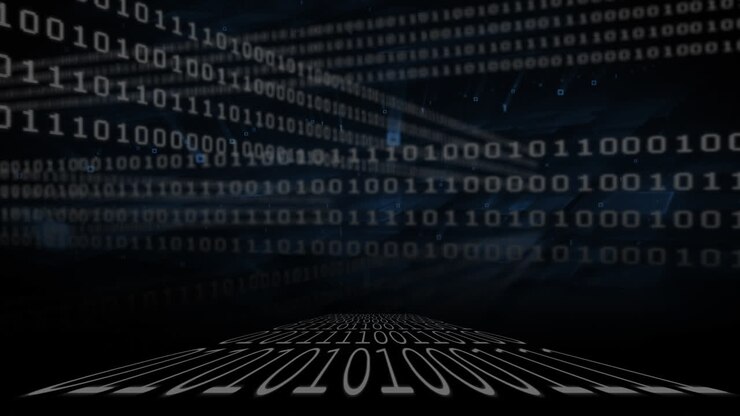 Binary coding on a black background