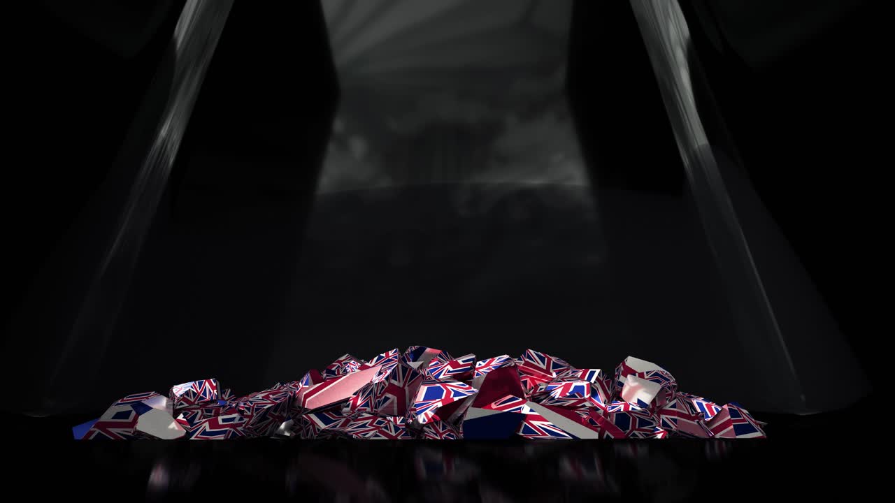 el colapso de la bandera del reino unido gran bretaña inglaterra británica inglés 4k