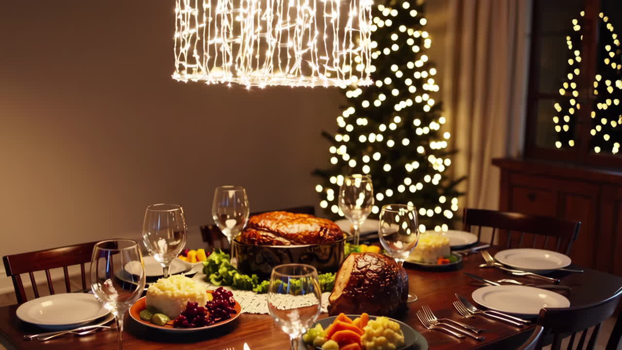 Decoración de la mesa para la cena de Navidad