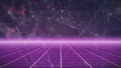 animation of purple grid over network of connections