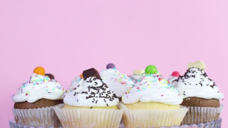 rotating testy sweet cup cakes served on the plate