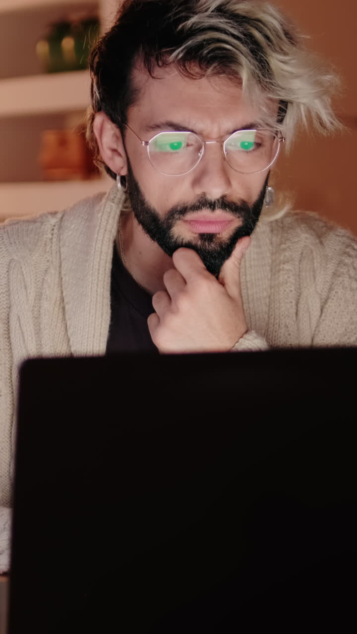 Gay Couple at Home Working and Relaxing