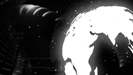 animation of dna strand and globe on black background