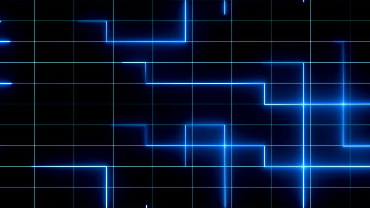 placa de circuito animada en fondo negro. tecnología de placa de circuito azul oscuro. diseño de movimiento. video 4k