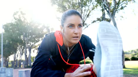 mujer realizando ejercicios de estiramiento en el parque 4k