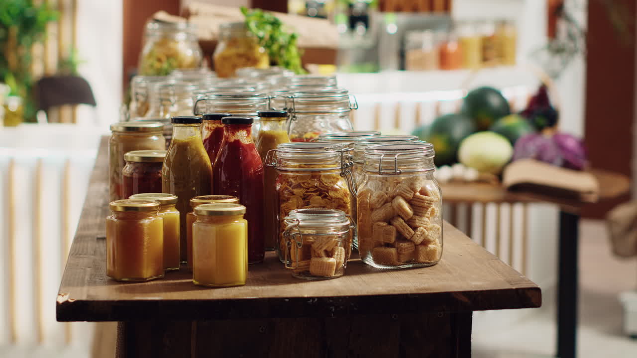 재활용 가능한 컨테이너에 담긴 대량 제품