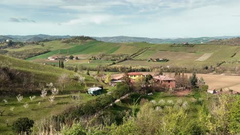 rural landscape of tuscany in italy, pan right view